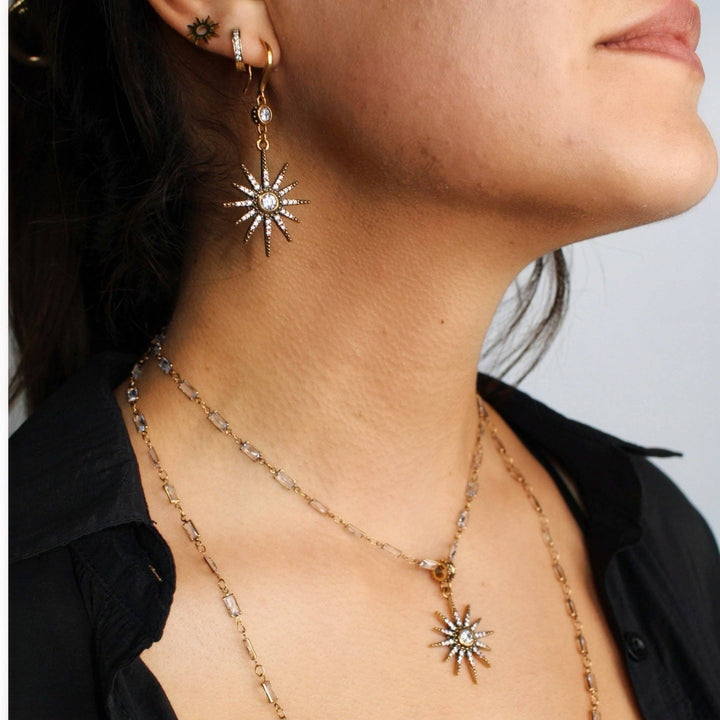 Breathe Crystal Starburst Station Chain Necklace