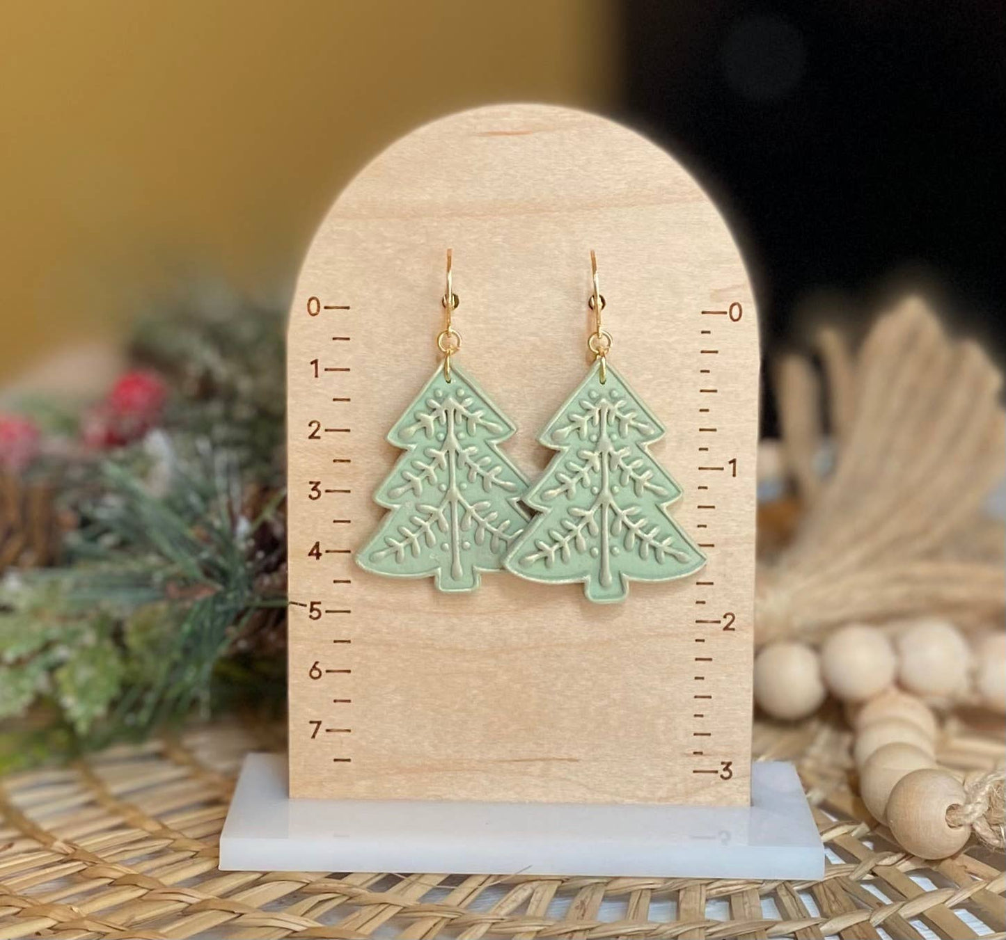 Christmas Tree Clay Earrings