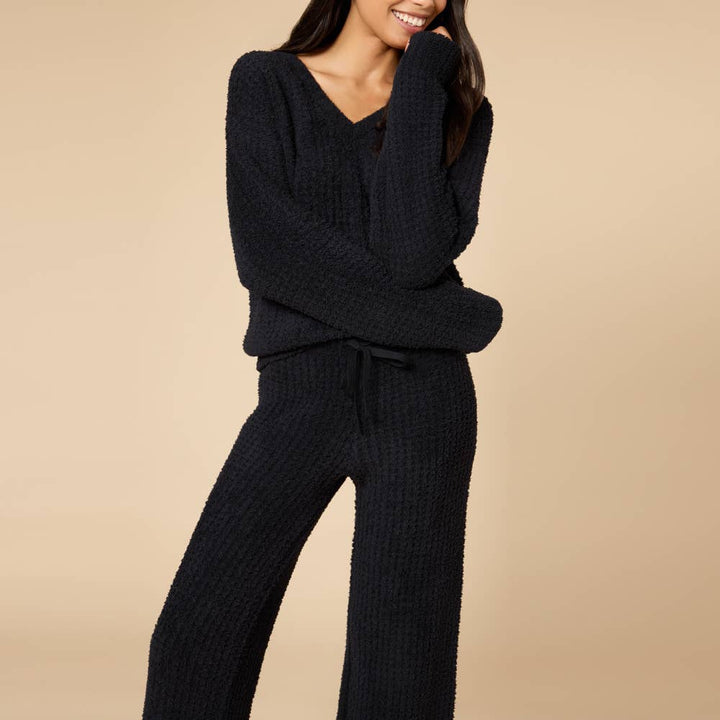 Marshmallow Waffle V-Neck Lounge Set for Women