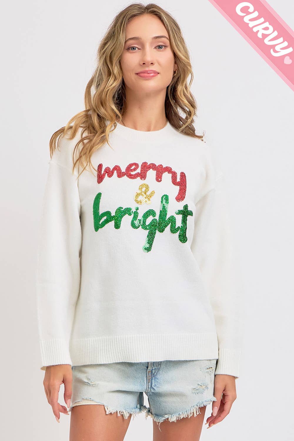 Holiday Sweater - Merry & Bright - Plus Size