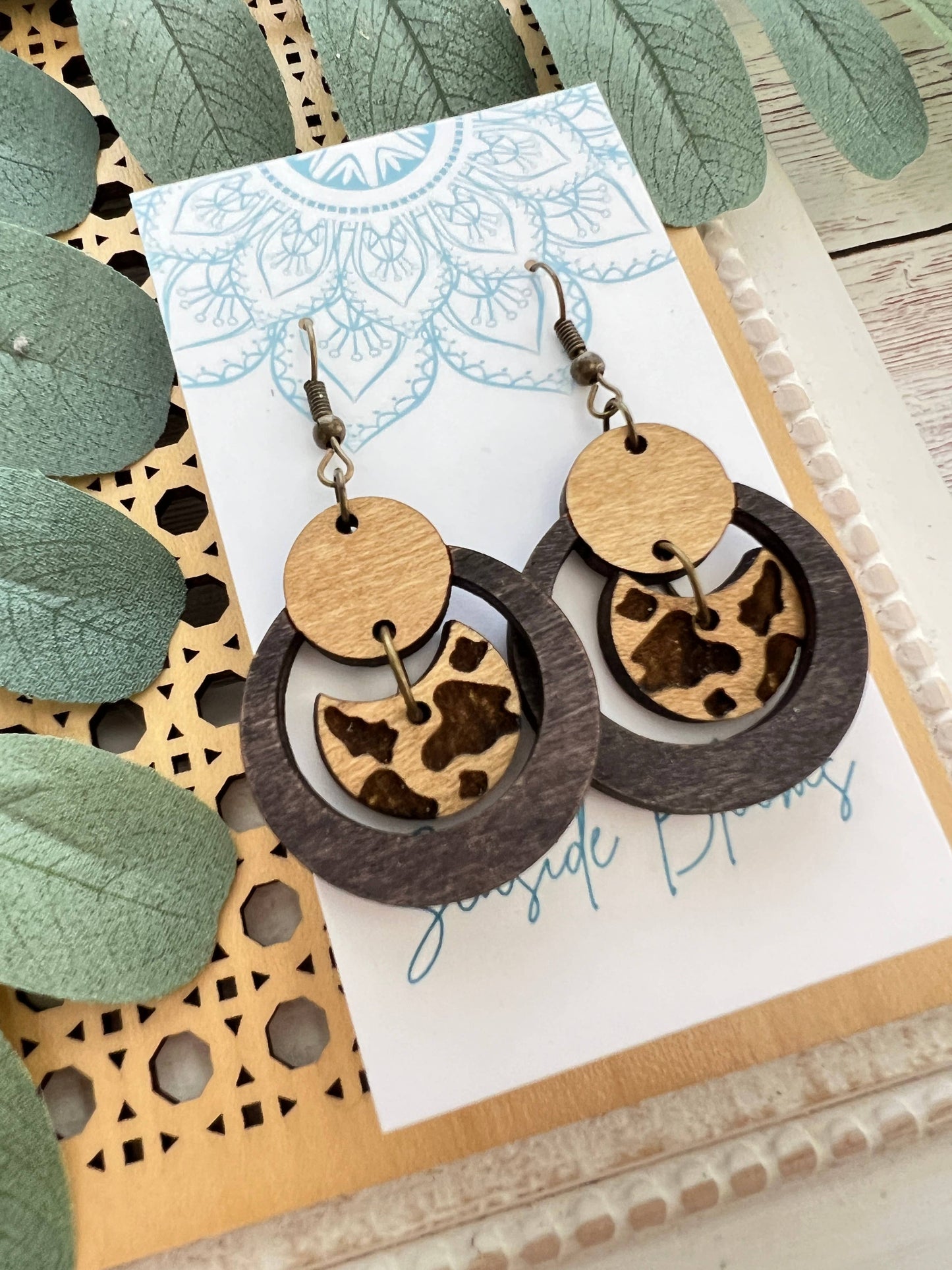 Wooden Earrings - Moon