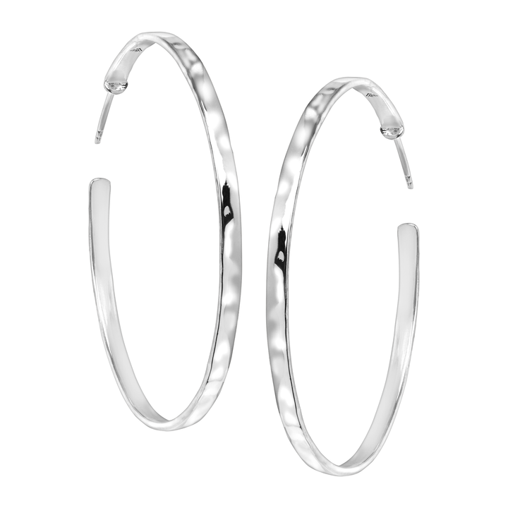 'Circle Up' Hammered Hoop Earrings in Sterling Silver