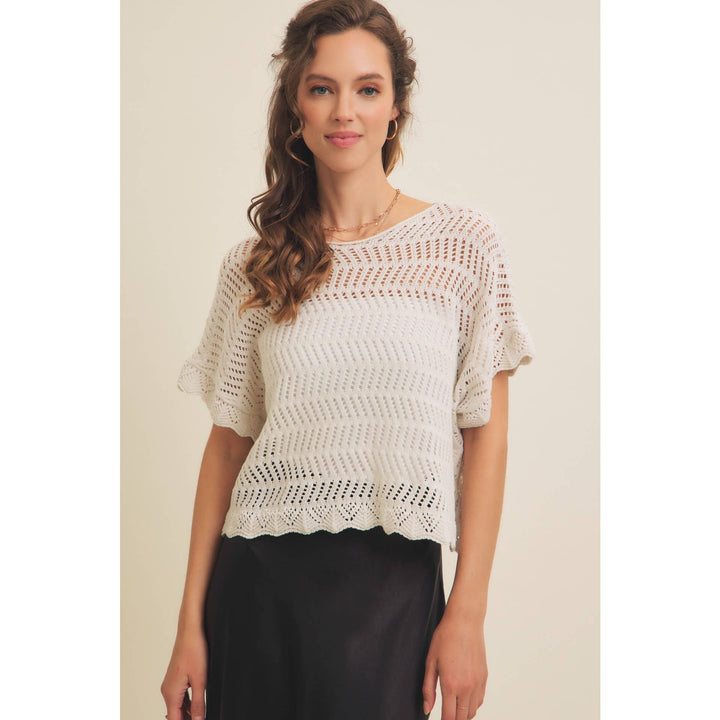 Crochet Sweater w/ Scallop Edge