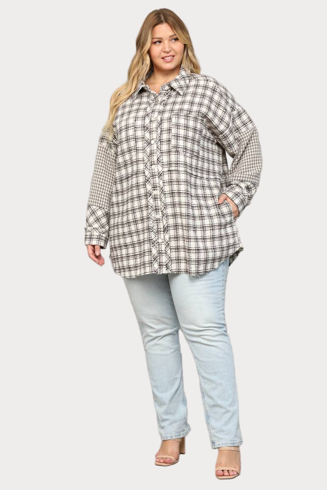 Plus | Plaid & Houndstooth Shacket