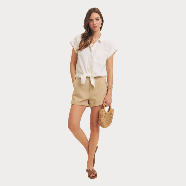 Mineral Washed Gauze Button Down