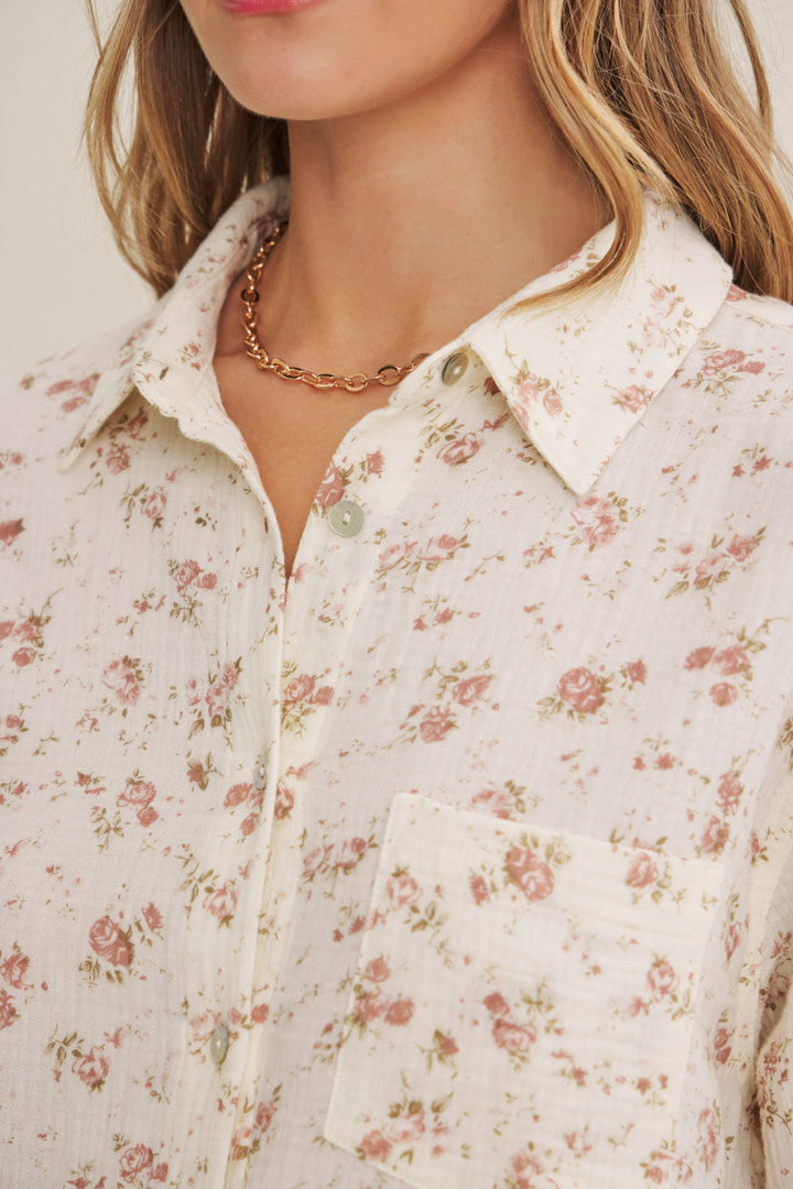 Floral Cotton Gauze Button-Up – Effortless Everyday Style