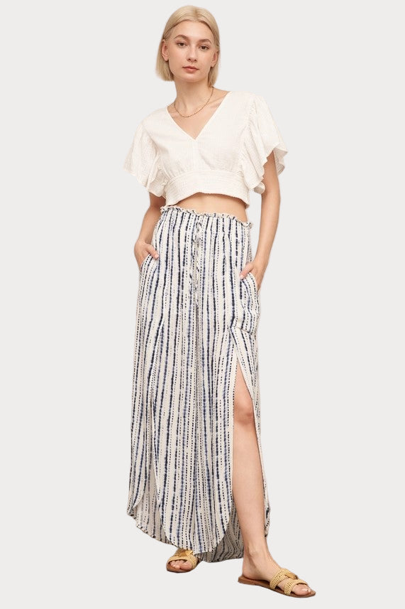 Front Slit Striped Pants