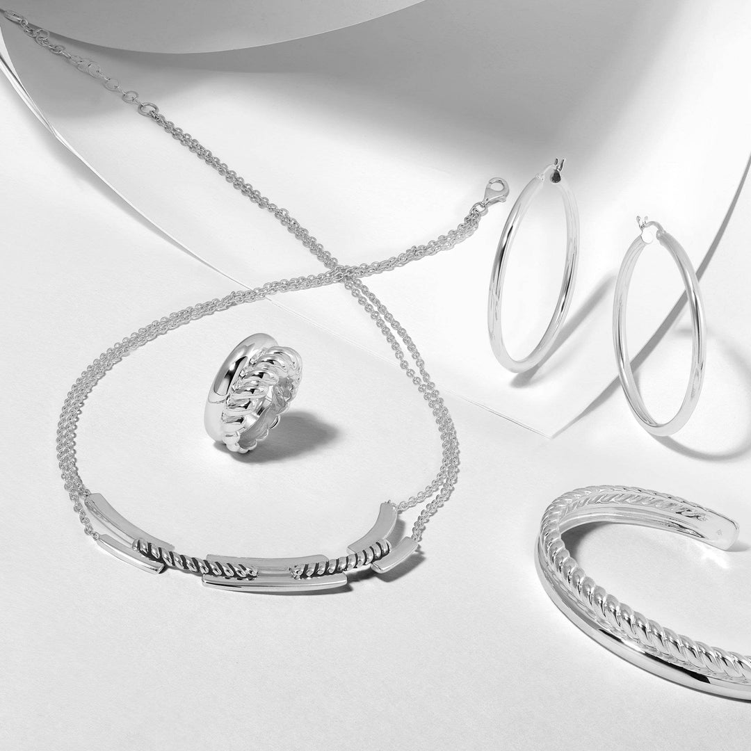 'Smooth Falling' Hoop Earrings in Sterling Silver