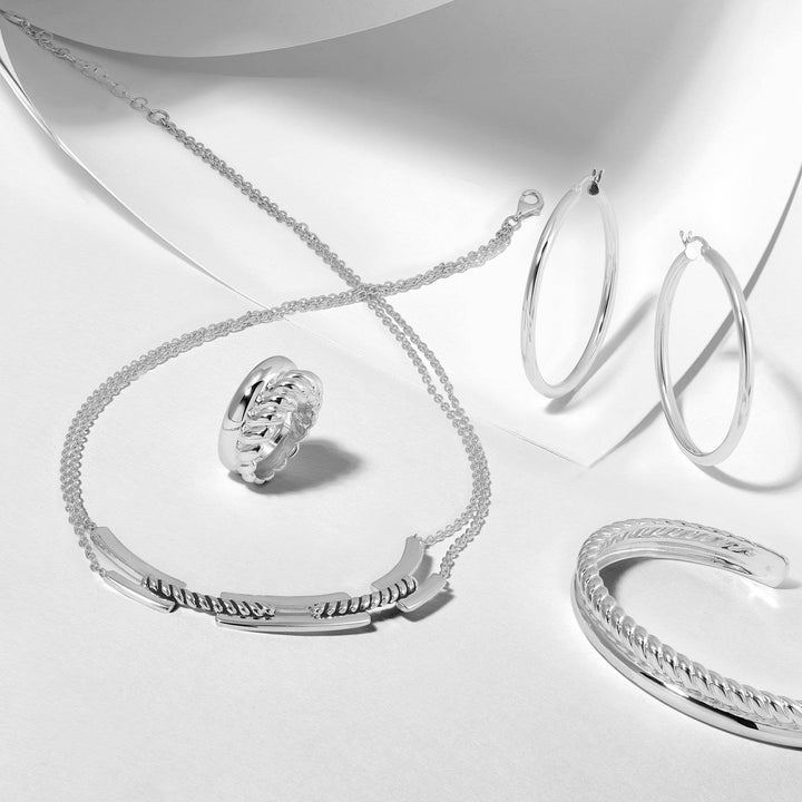 'Smooth Falling' Hoop Earrings in Sterling Silver