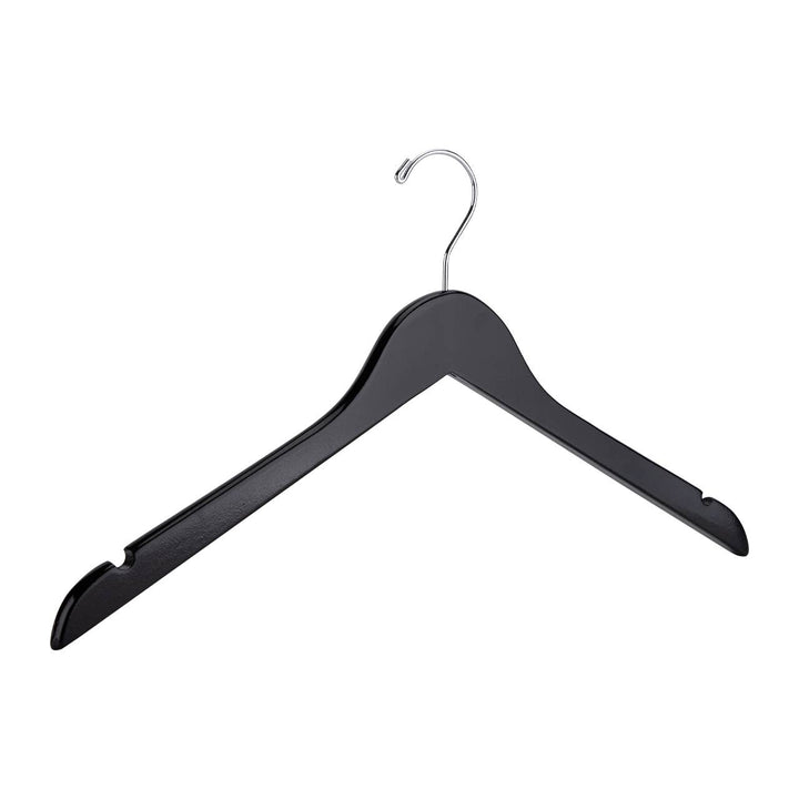 17" Black Wood Dress Hangers - Case of 50
