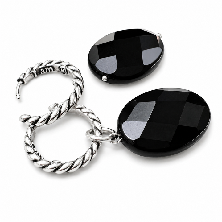 Black Onyx Toggle Choker & Huggie Earring Set