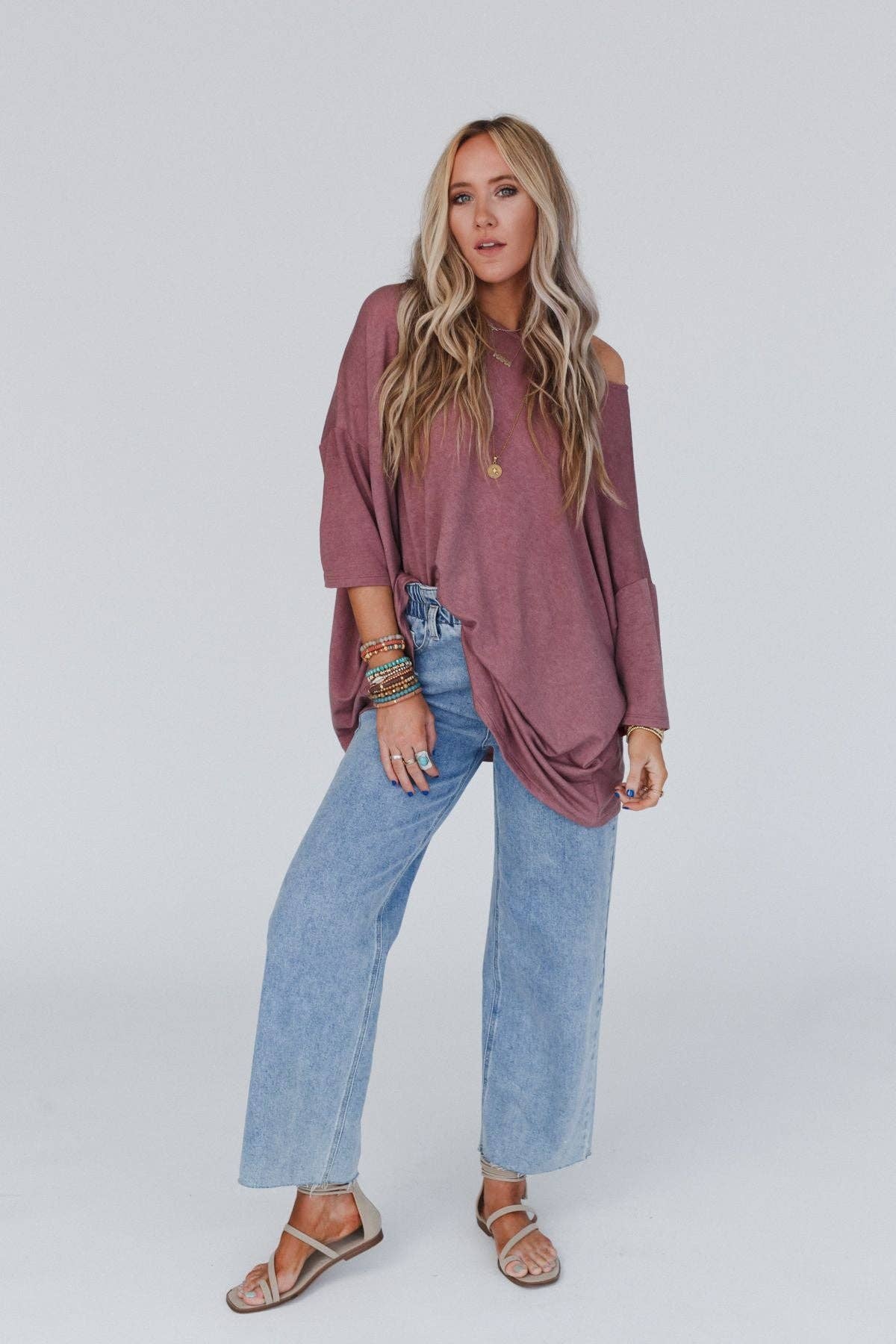 Sunday Stroll Oversized Tee - Mauve