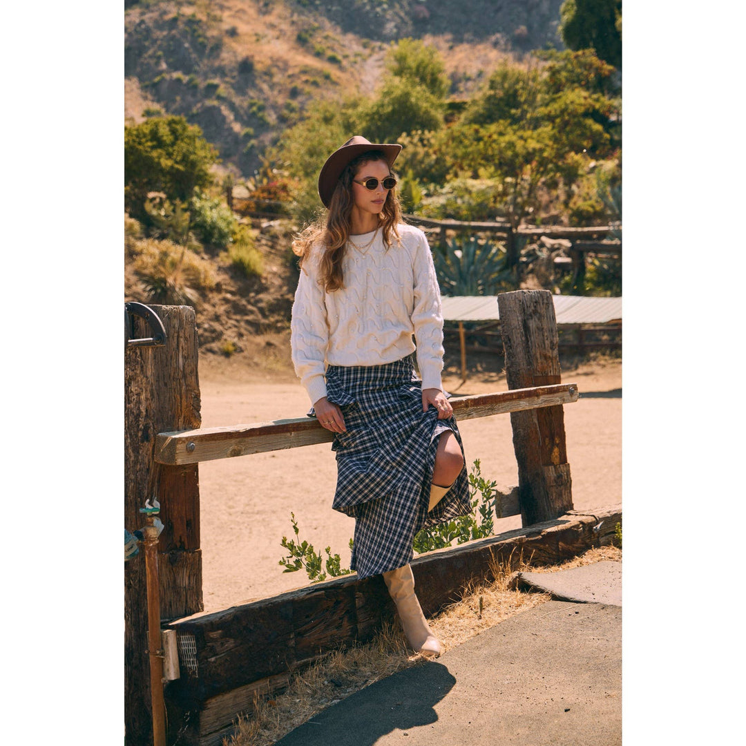Pearl Embellished Wool Cable Knit Tunic – Conscious Glamour