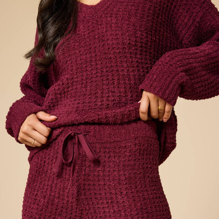 Marshmallow Waffle V-Neck Lounge Set for Women