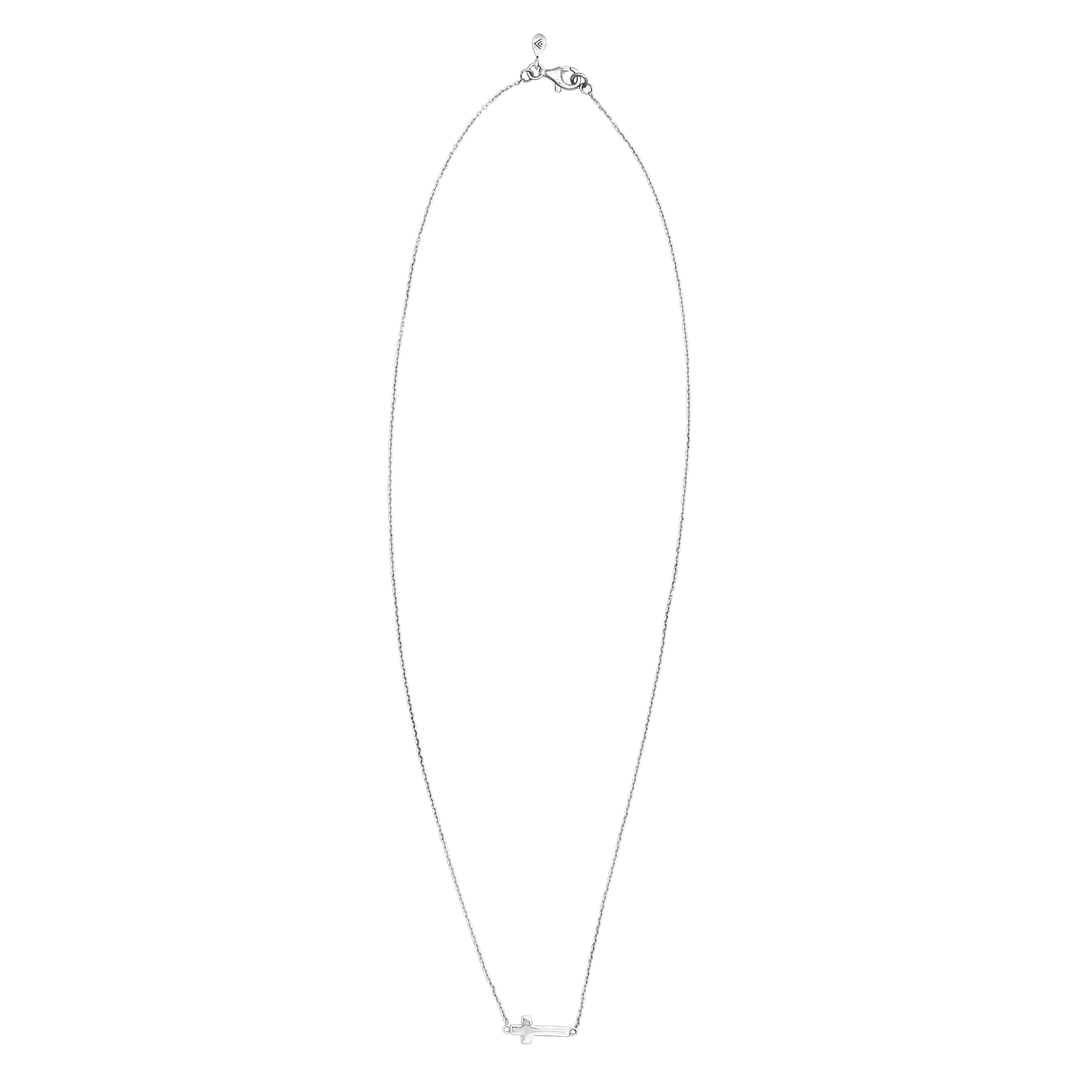 'Simplex Cross' Horizontal Cross Necklace in Sterling Silver