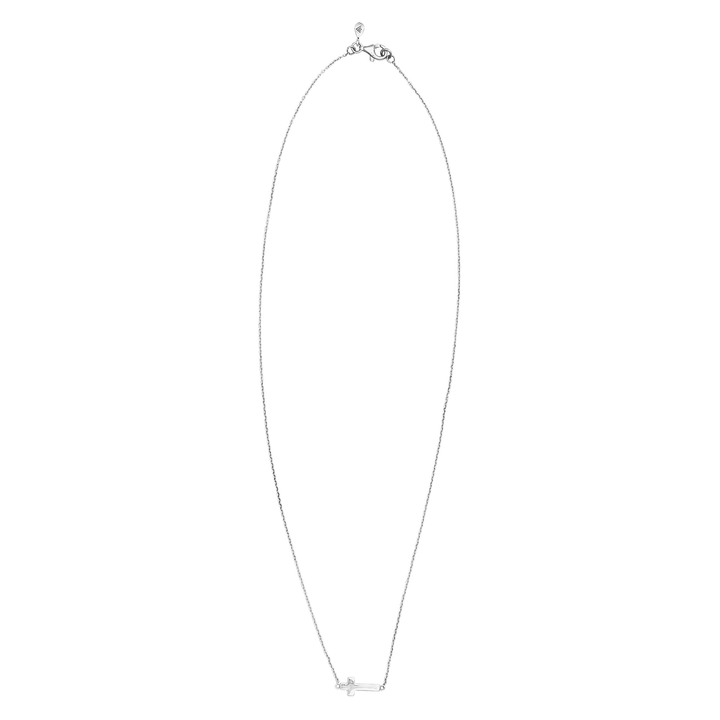 'Simplex Cross' Horizontal Cross Necklace in Sterling Silver