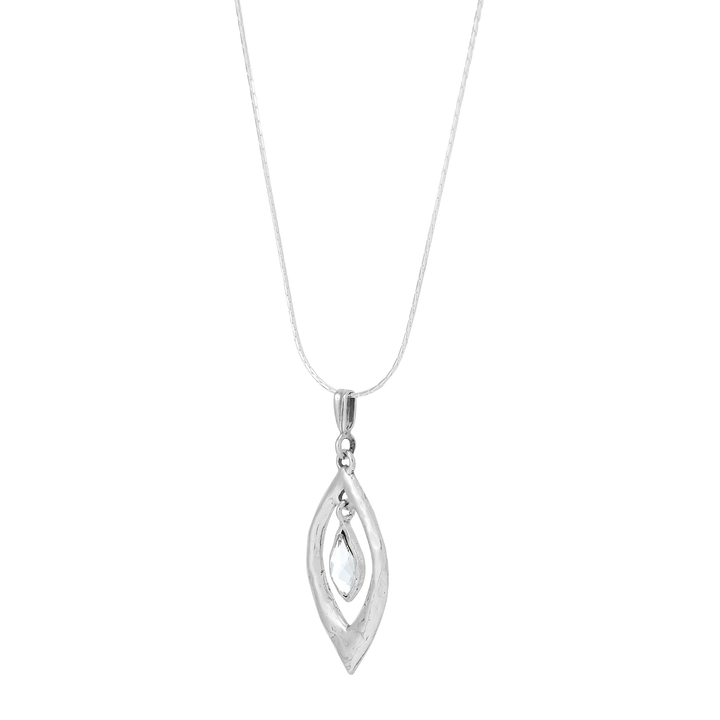 'Gorgeous Sides' Sterling Silver Crystal Pendant Necklace