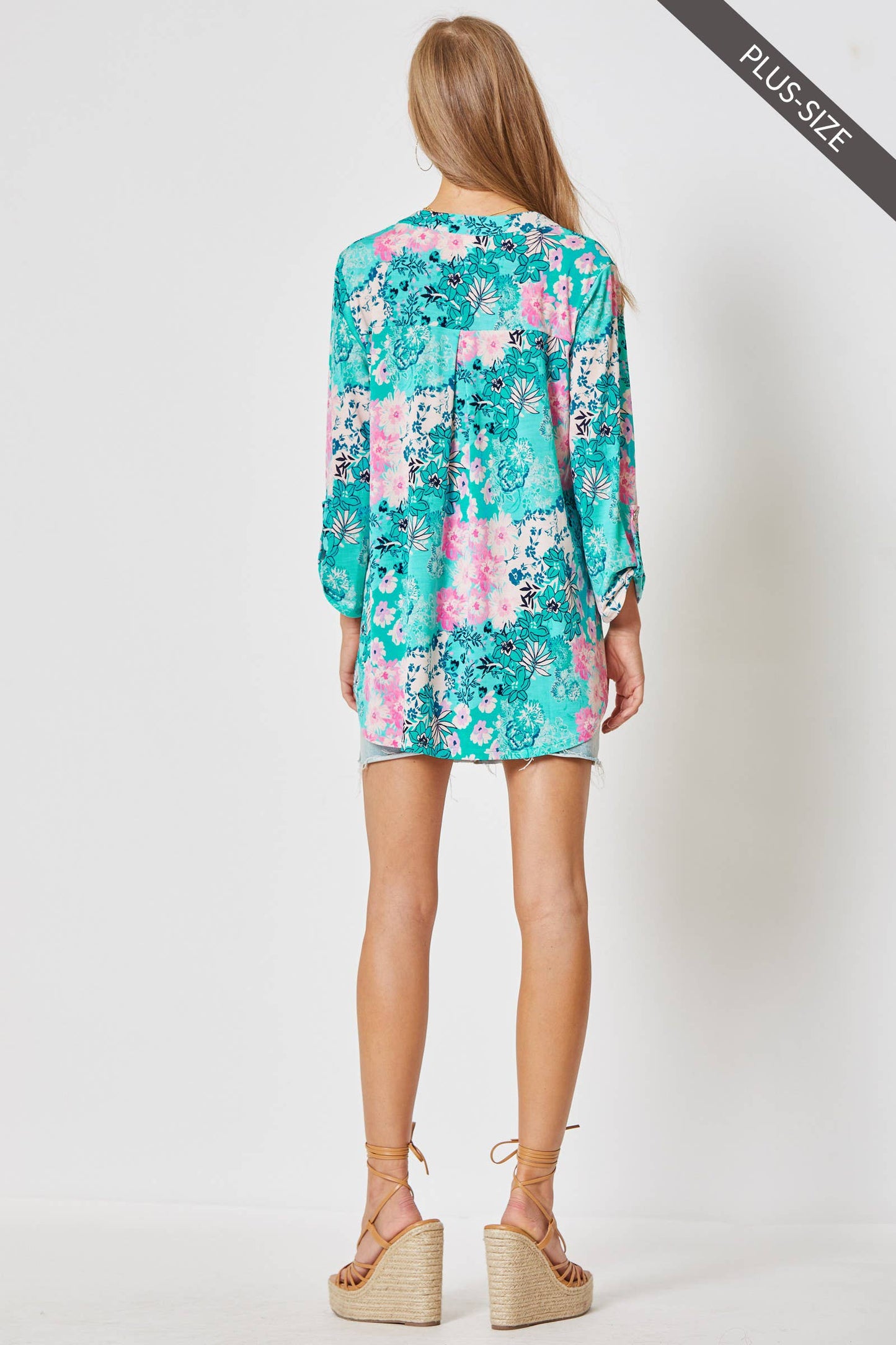 Lizzy 3/4 Sleeve Print Top - Plus