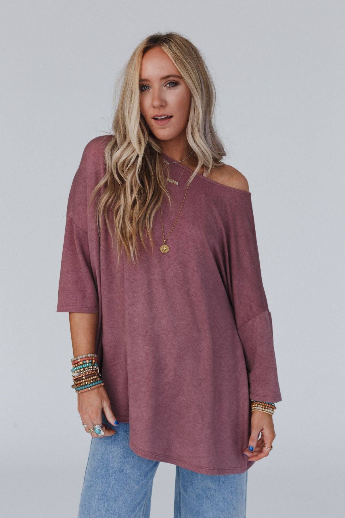 Sunday Stroll Oversized Tee - Mauve