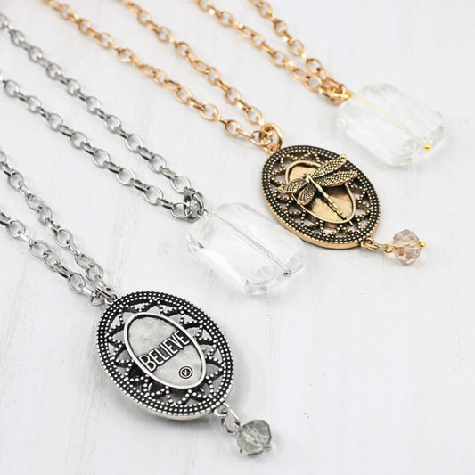 "Believe" Dragonfly Original Necklace