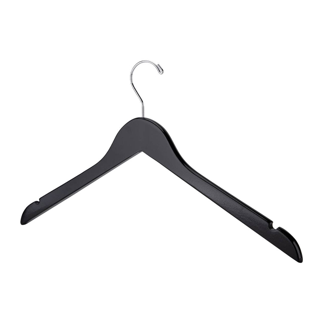 17" Black Wood Dress Hangers - Case of 50