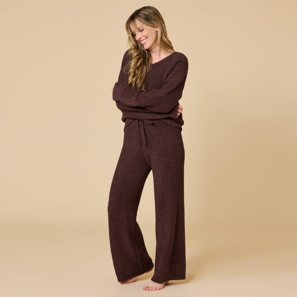 Marshmallow Waffle V-Neck Lounge Set for Women