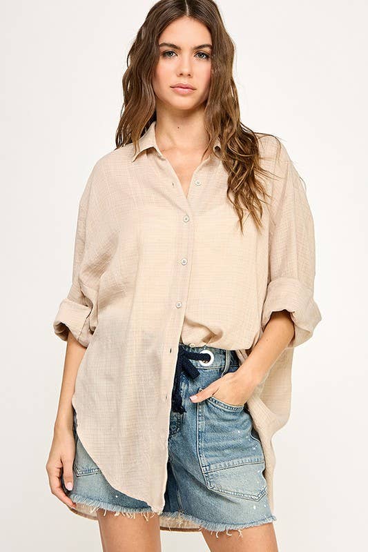 WASHED SUPER SOFT SEE THROUGH BUTTON DOWN SHIRTS