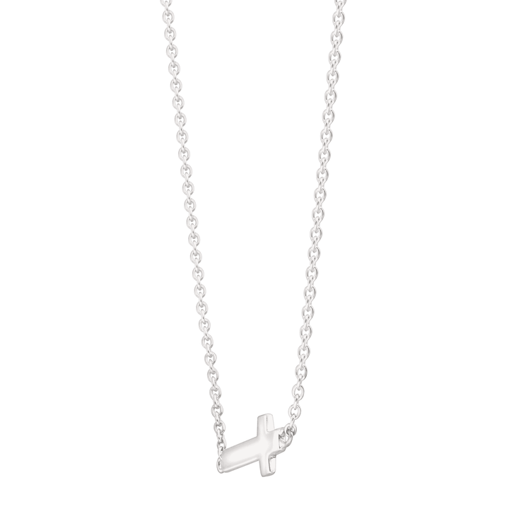'Simplex Cross' Horizontal Cross Necklace in Sterling Silver