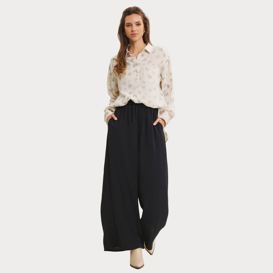 Airy Cotton Gauze Floral Shirt | Relaxed Oversized Button-Down