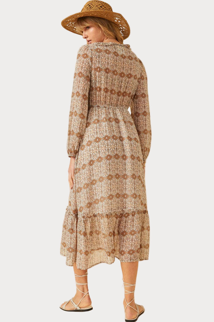 Golden Meadow Midi Dress – Timeless Boho Style