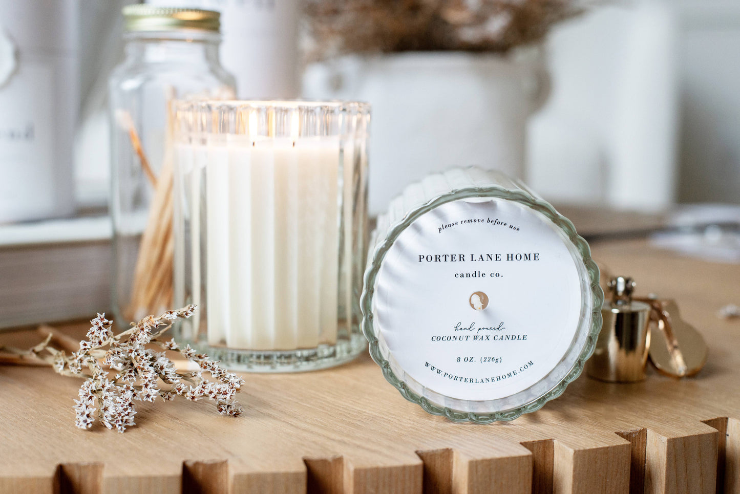 Amour | Amber + Rose Fluted Coconut Wax Candle