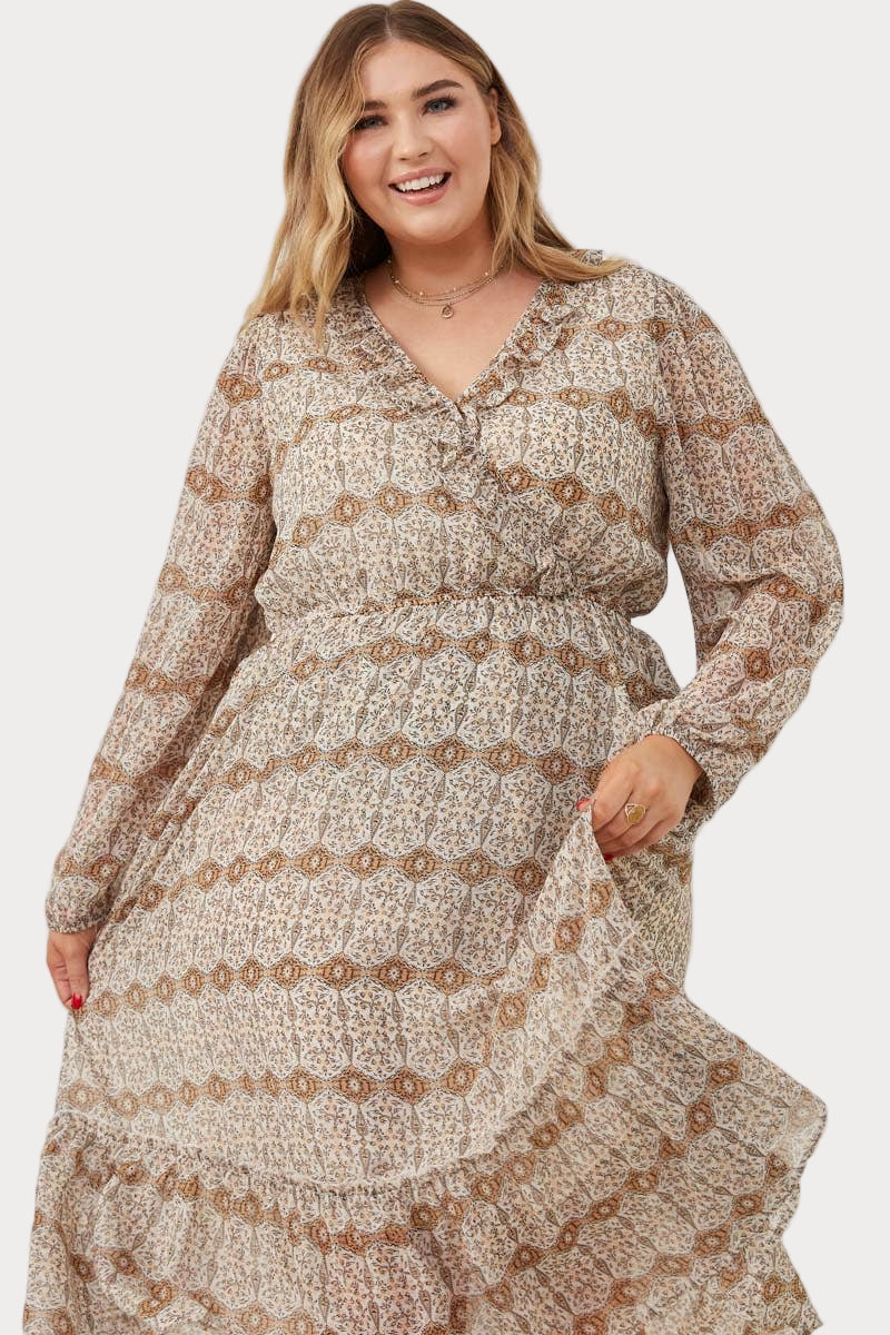 Golden Meadow Midi Dress – Timeless Boho Style