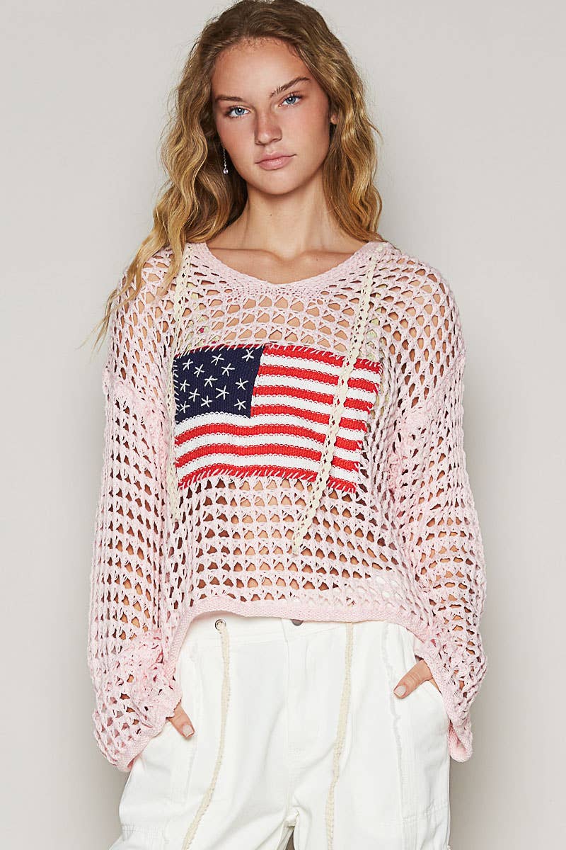 American Flag Hooded Sweater