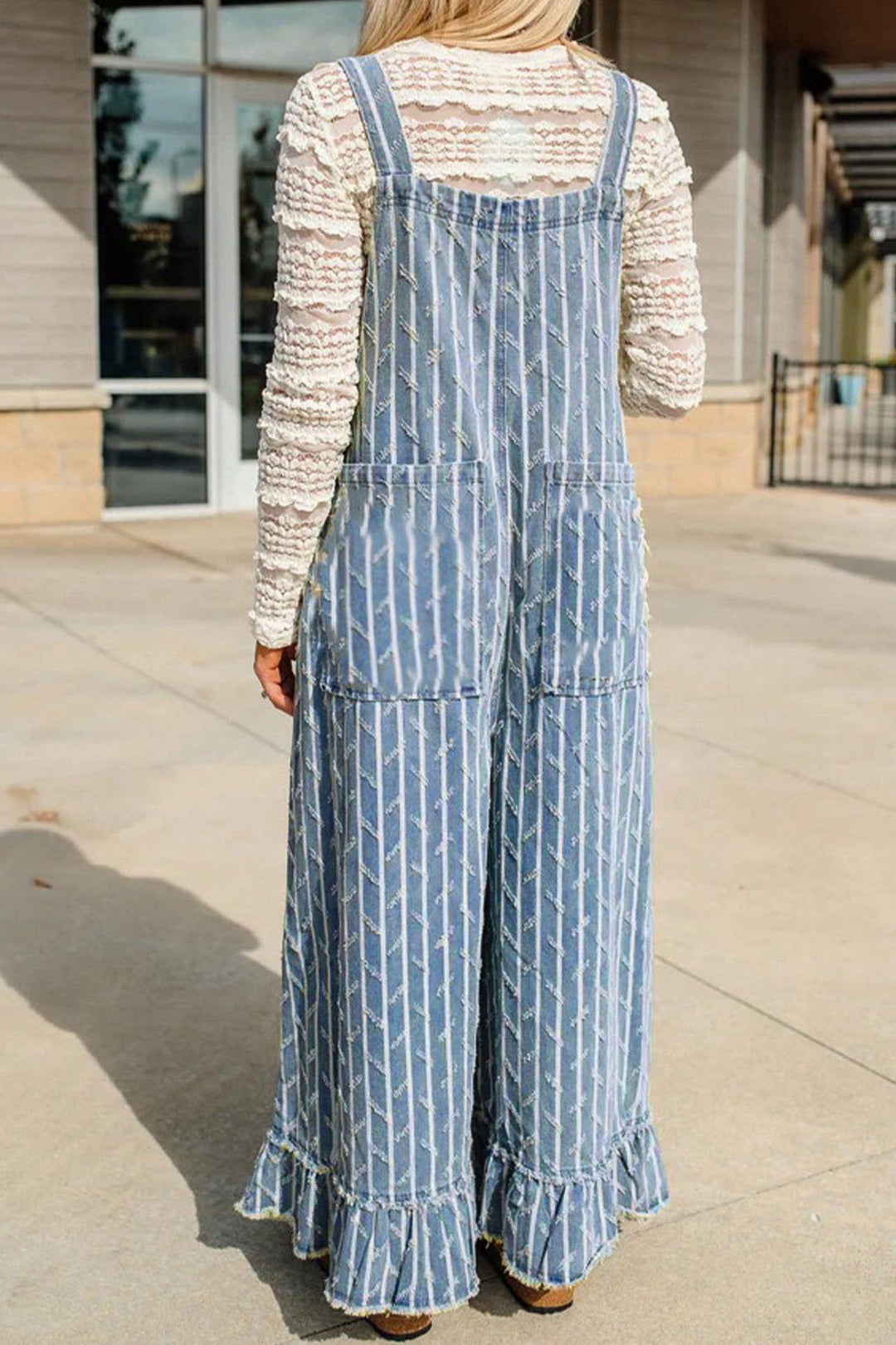 Bluebell Stripe Ruffle Overalls