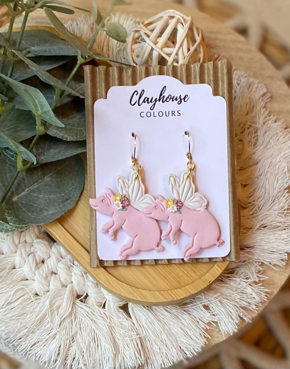 When Pigs Fly Clay Earrings