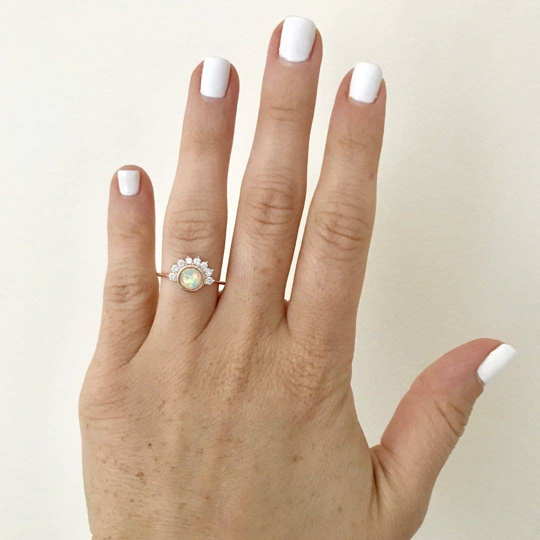 Lois Ring in White Opal