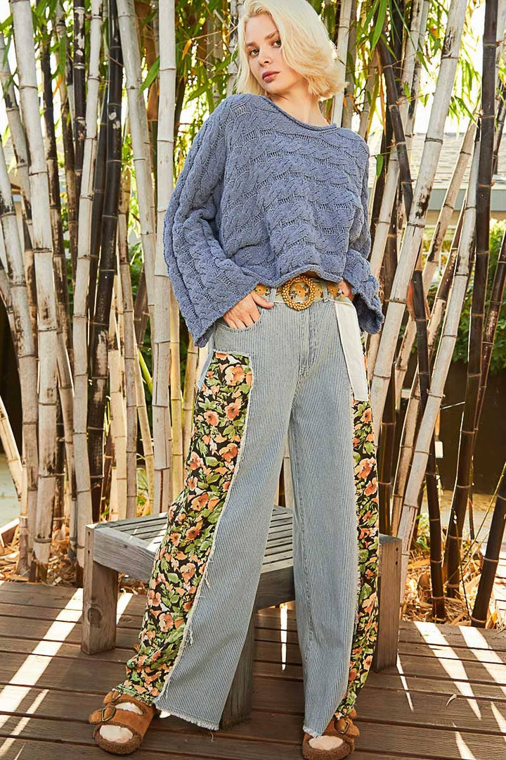 Round neck semi cropped knitted solid sweater