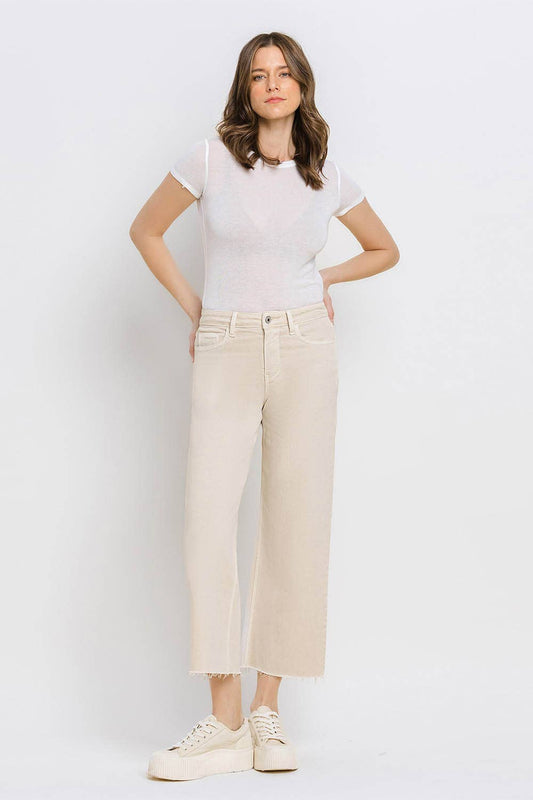 White Swan - High Rise Crop Wide Leg Jeans