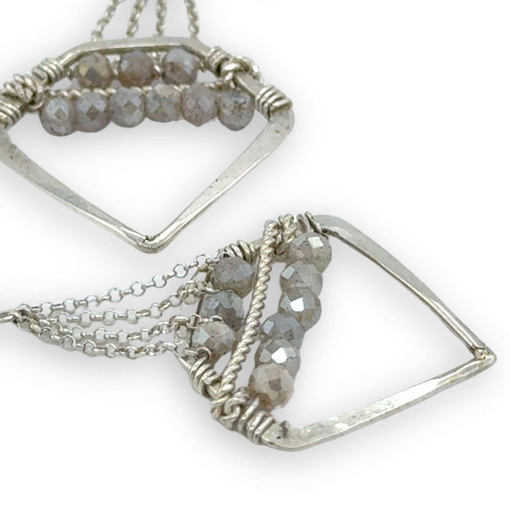 Suspended Moonstone Point Chandelier Earrings