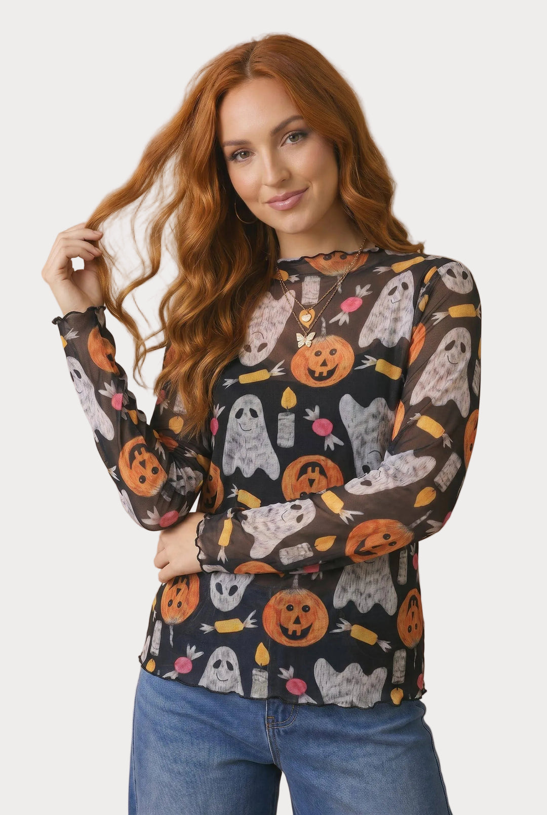 Tricks & Treats Halloween Mesh Top