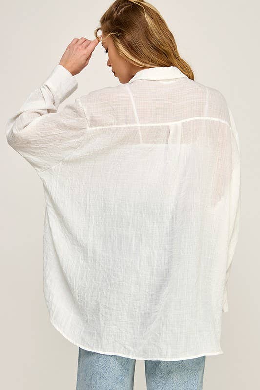 WASHED SUPER SOFT SEE THROUGH BUTTON DOWN SHIRTS