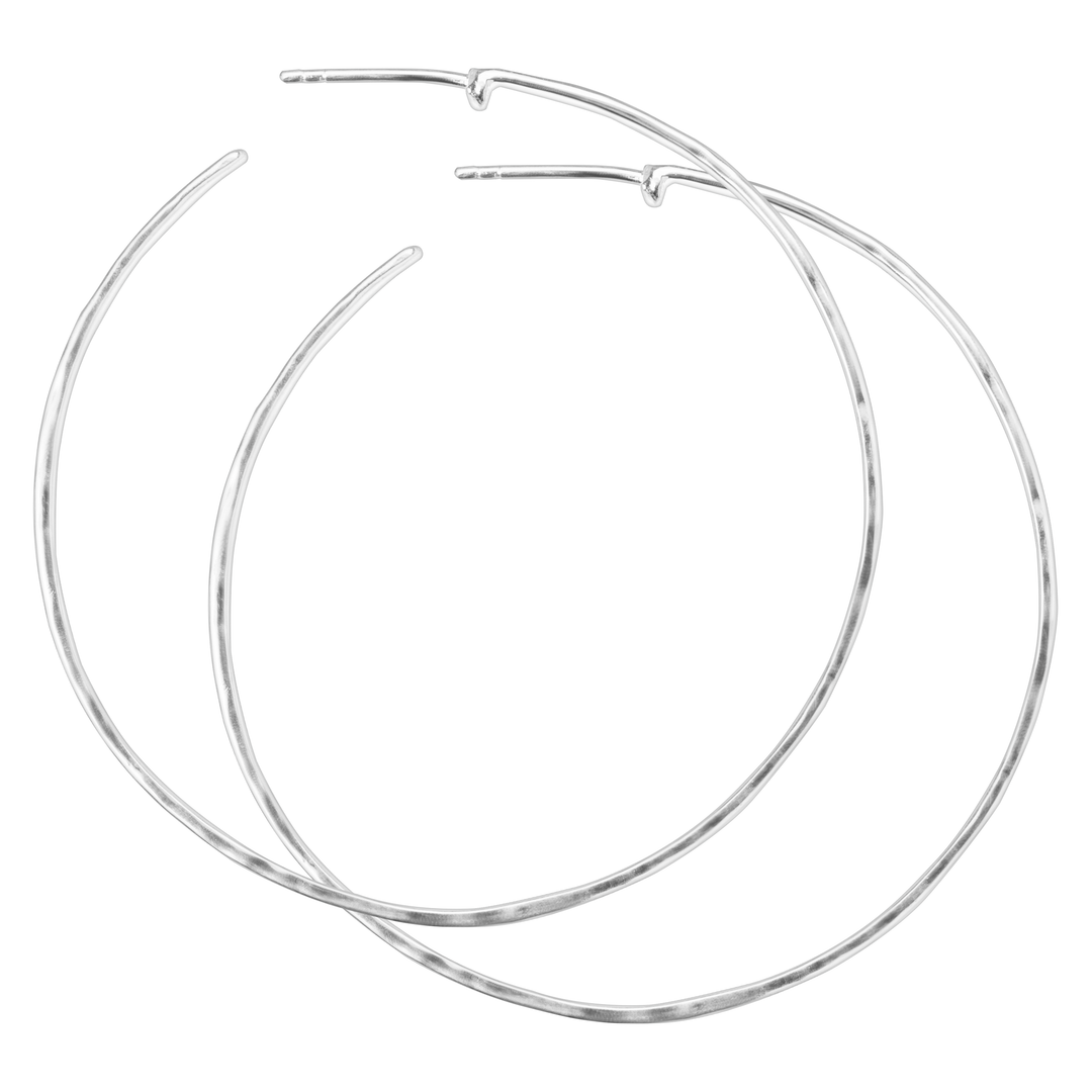 'Circle Up' Hammered Hoop Earrings in Sterling Silver