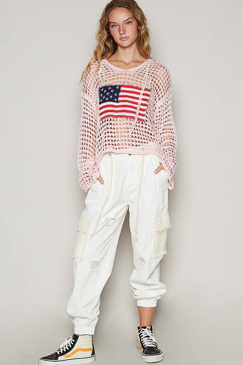 American Flag Hooded Sweater