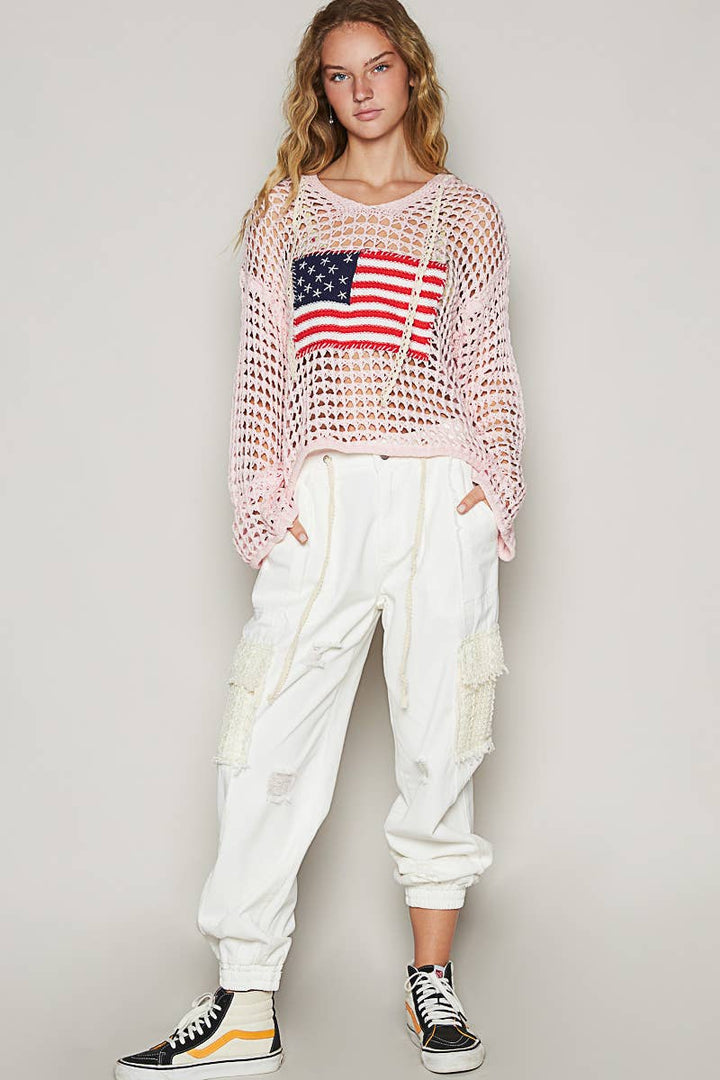 American Flag Hooded Sweater