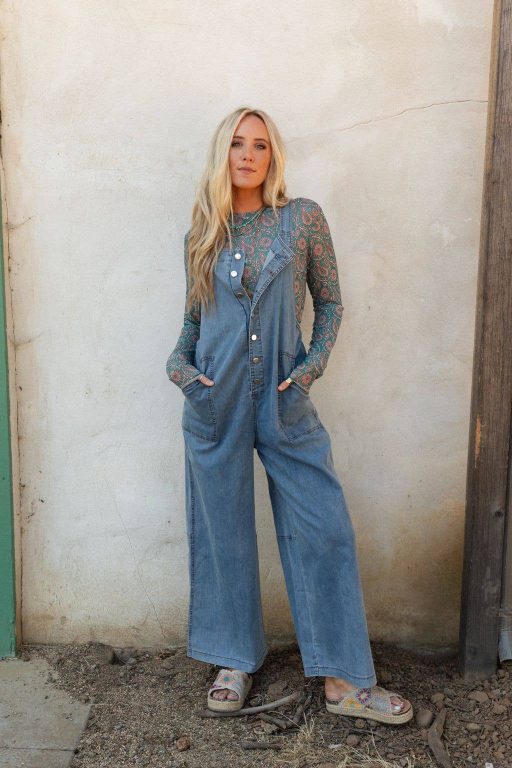 Dock Town Button Up Jumpsuit - Denim