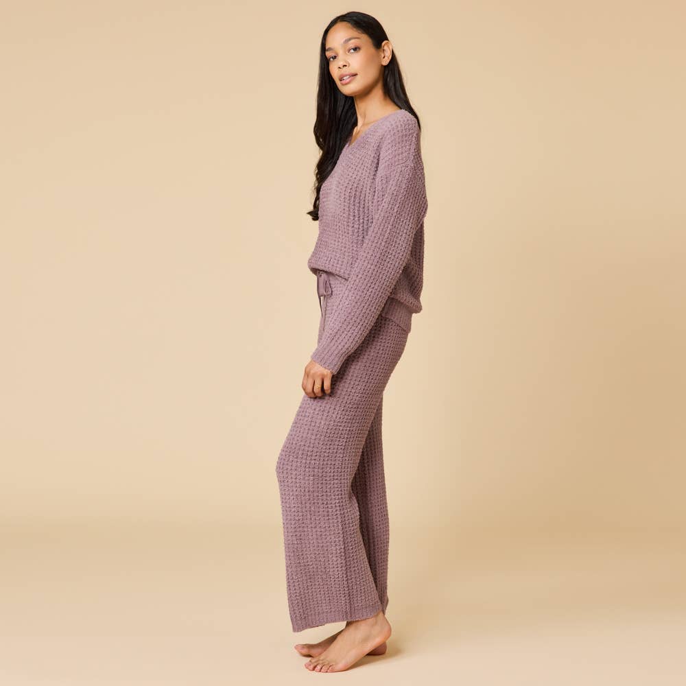 Marshmallow Waffle V-Neck Lounge Set for Women