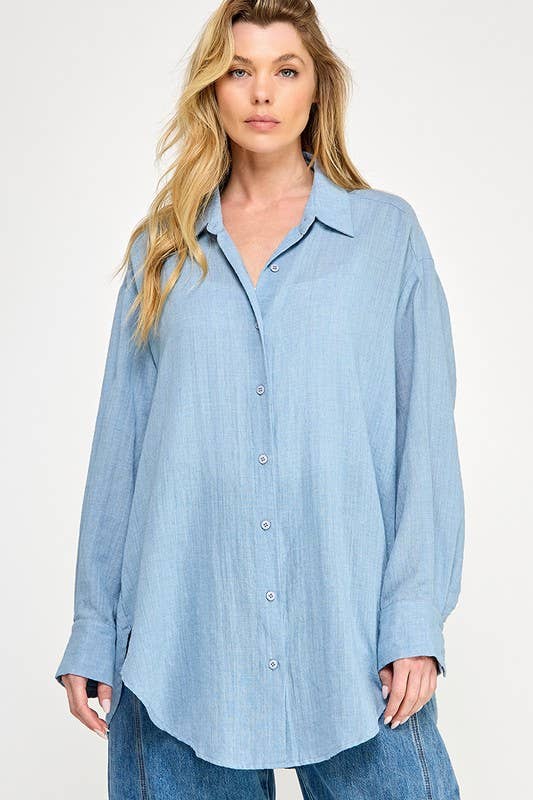 WASHED SUPER SOFT SEE THROUGH BUTTON DOWN SHIRTS