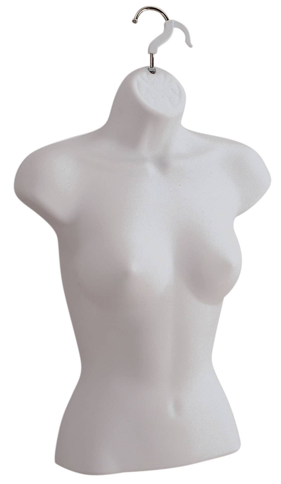 Female Molded Frosted Plastic Hanging Shirt Form