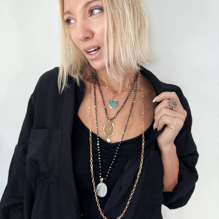 What You Seek Crystal & Abalone Layering Necklace Set