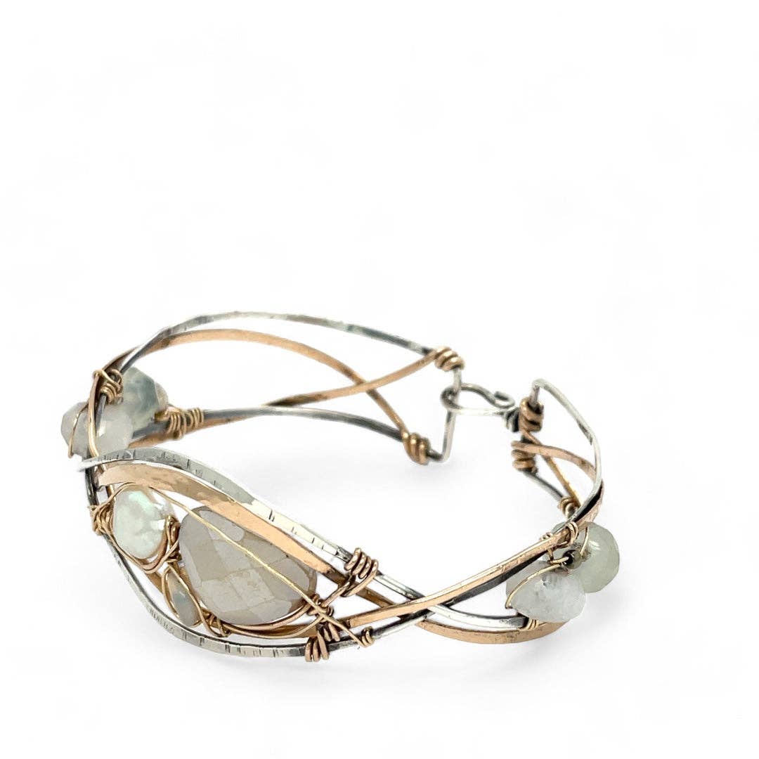 Braided Moonstone Cuff Bracelet B405